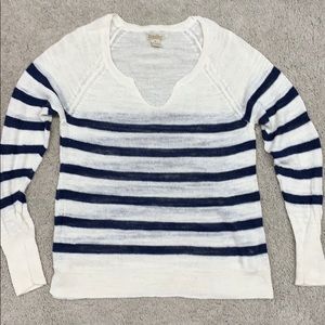 Lucky blue/ivory striped sweater.  Size Medium.